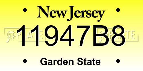 11947B8 New Jersey License Plate