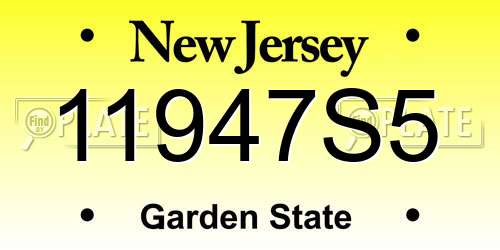 11947S5 New Jersey License Plate