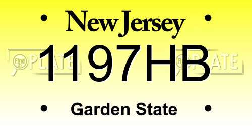1197HB New Jersey License Plate