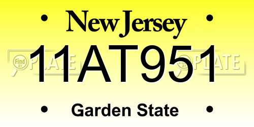 11AT951 New Jersey License Plate