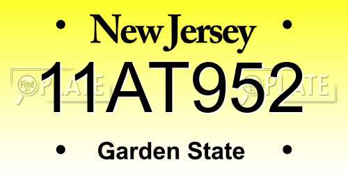 11AT952 New Jersey License Plate