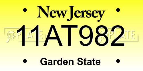 11AT982 New Jersey License Plate