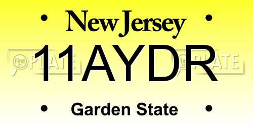 11AYDR New Jersey License Plate