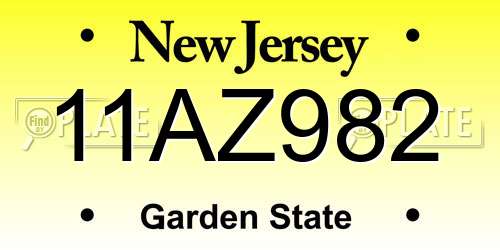 11AZ982 New Jersey License Plate