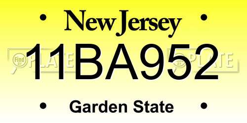 11BA952 New Jersey License Plate