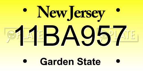 11BA957 New Jersey License Plate