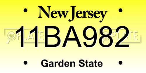 11BA982 New Jersey License Plate
