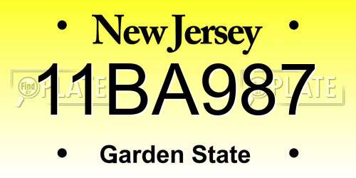 11BA987 New Jersey License Plate