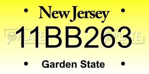 11BB263 New Jersey License Plate