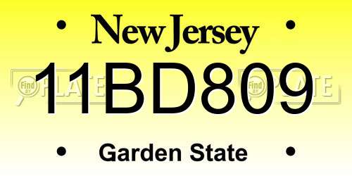 11BD809 New Jersey License Plate