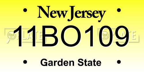 11BO109 New Jersey License Plate