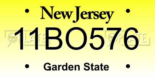 11BO576 New Jersey License Plate