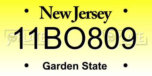 11BO809 New Jersey License Plate