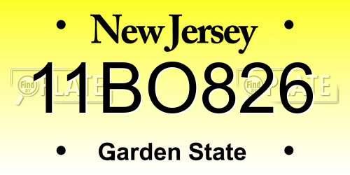 11BO826 New Jersey License Plate