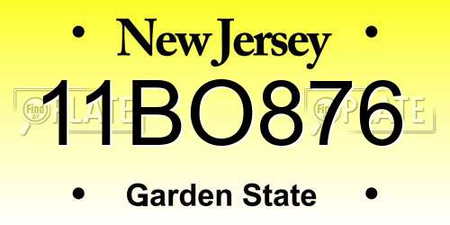 11BO876 New Jersey License Plate