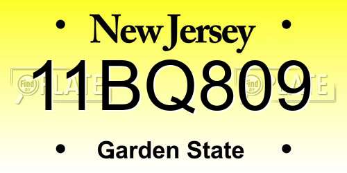 11BQ809 New Jersey License Plate