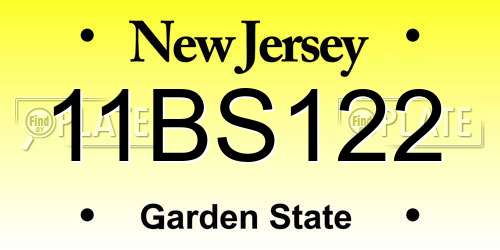 11BS122 New Jersey License Plate