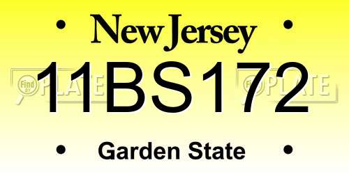 11BS172 New Jersey License Plate