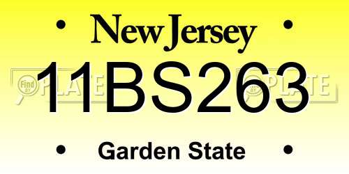 11BS263 New Jersey License Plate