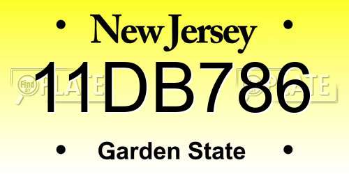 11DB786 New Jersey License Plate