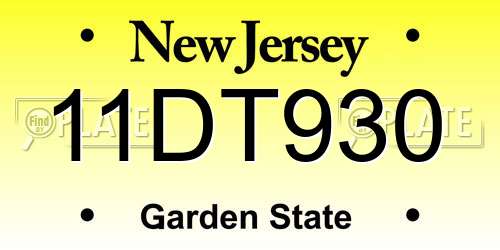 11DT930 New Jersey License Plate