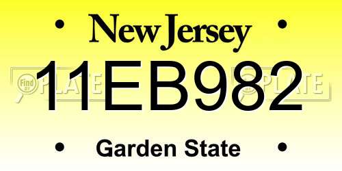 11EB982 New Jersey License Plate