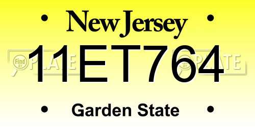11ET764 New Jersey License Plate