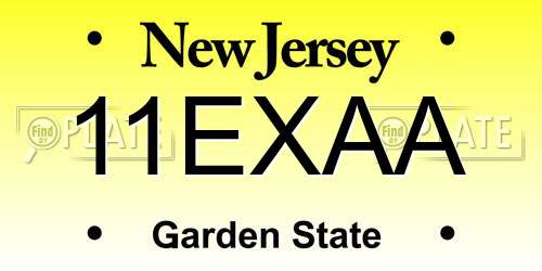 11EXAA New Jersey License Plate