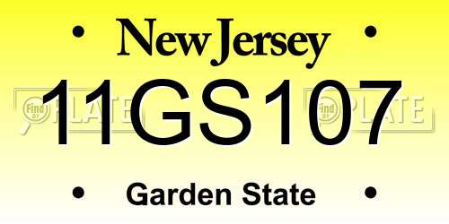 11GS107 New Jersey License Plate