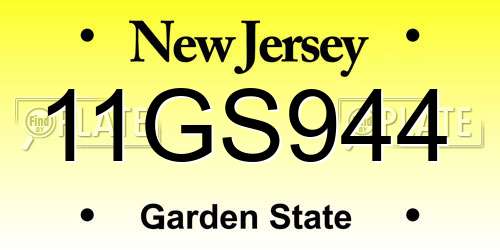 11GS944 New Jersey License Plate
