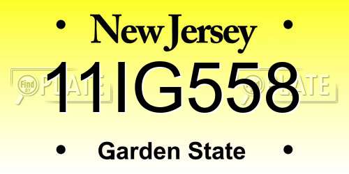 11IG558 New Jersey License Plate