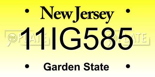 11IG585 New Jersey License Plate