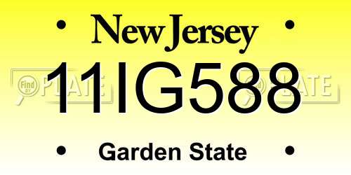 11IG588 New Jersey License Plate