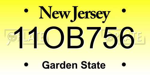 11OB756 New Jersey License Plate