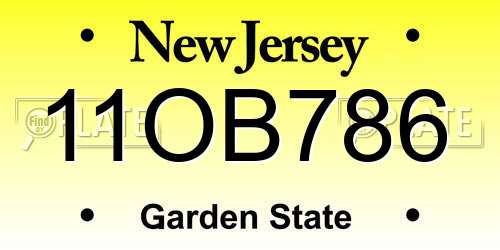 11OB786 New Jersey License Plate