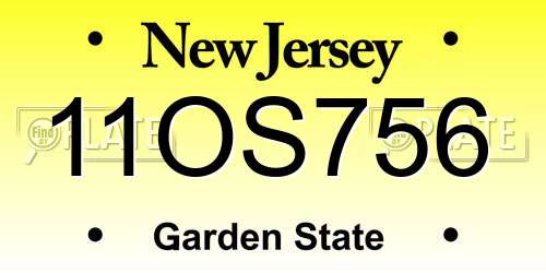 11OS756 New Jersey License Plate