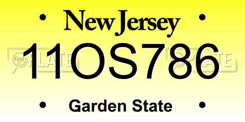 11OS786 New Jersey License Plate