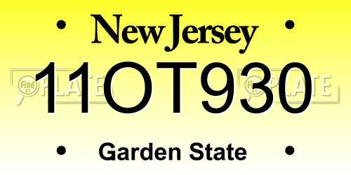 11OT930 New Jersey License Plate