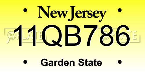 11QB786 New Jersey License Plate
