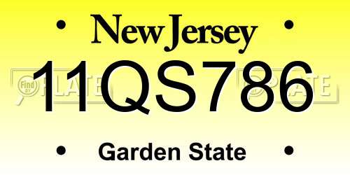 11QS786 New Jersey License Plate