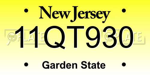 11QT930 New Jersey License Plate
