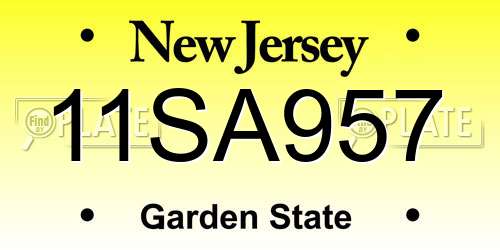 11SA957 New Jersey License Plate