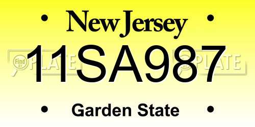 11SA987 New Jersey License Plate