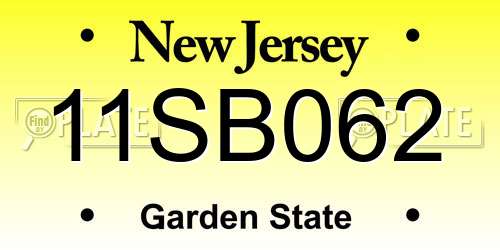 11SB062 New Jersey License Plate