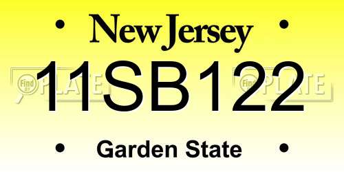 11SB122 New Jersey License Plate