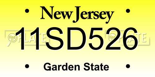 11SD526 New Jersey License Plate