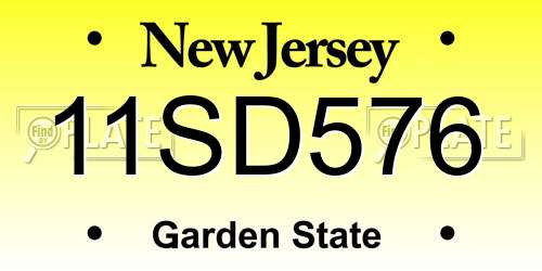 11SD576 New Jersey License Plate