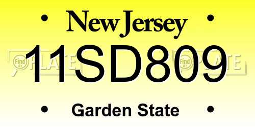 11SD809 New Jersey License Plate