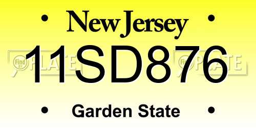 11SD876 New Jersey License Plate