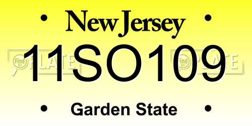 11SO109 New Jersey License Plate